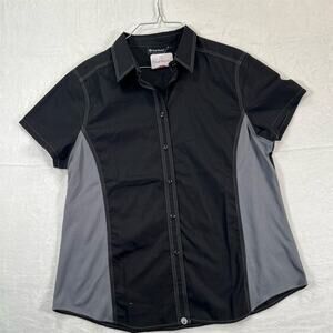 Chef Works Men's Short Sleeve Button Shirt Black L Workwear